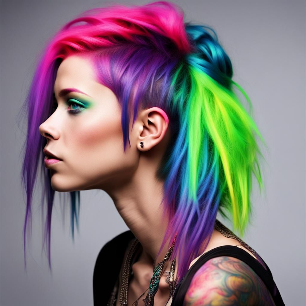 GIRLS  with Rainbow HAIR PUNK