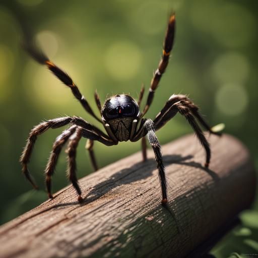 Giant Spider in a Wooden Log, Captured with Professional Pho...
