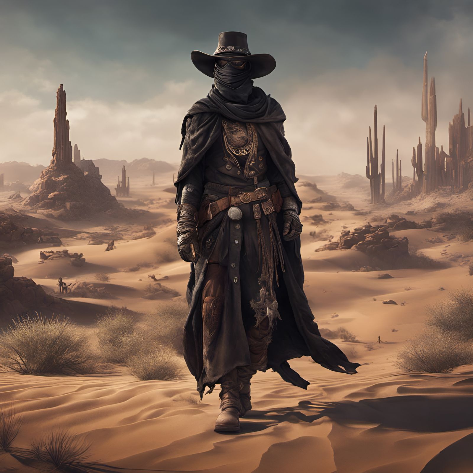 Arab Post Apocalyptic Warrior in Ornate Robes Envisioned in...