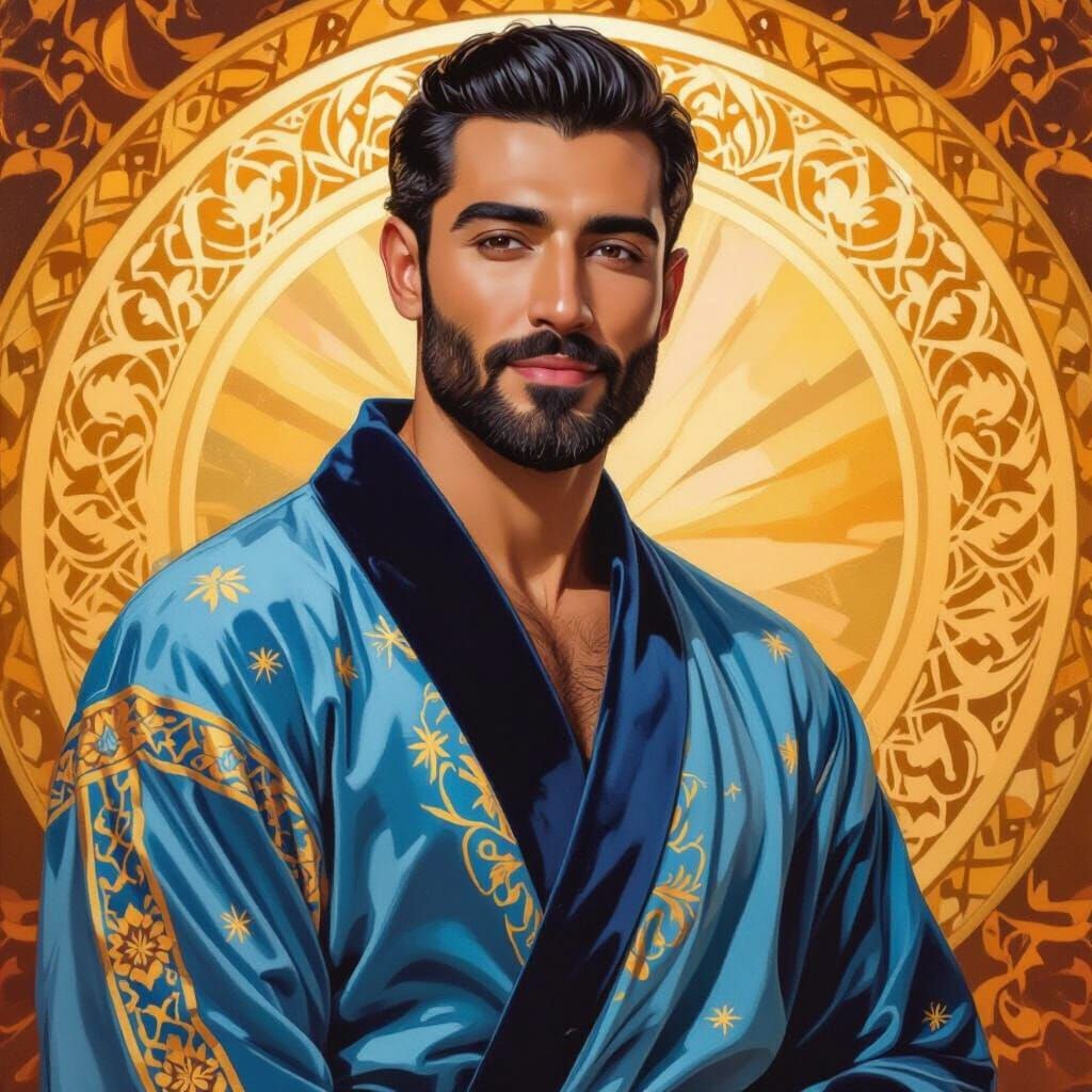 Divine Man in Golden Splendor, Neo-Impressionist Style