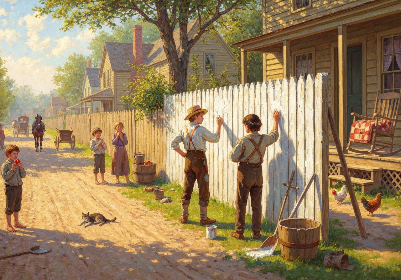 Boys Painting Fence in Impressionist Style