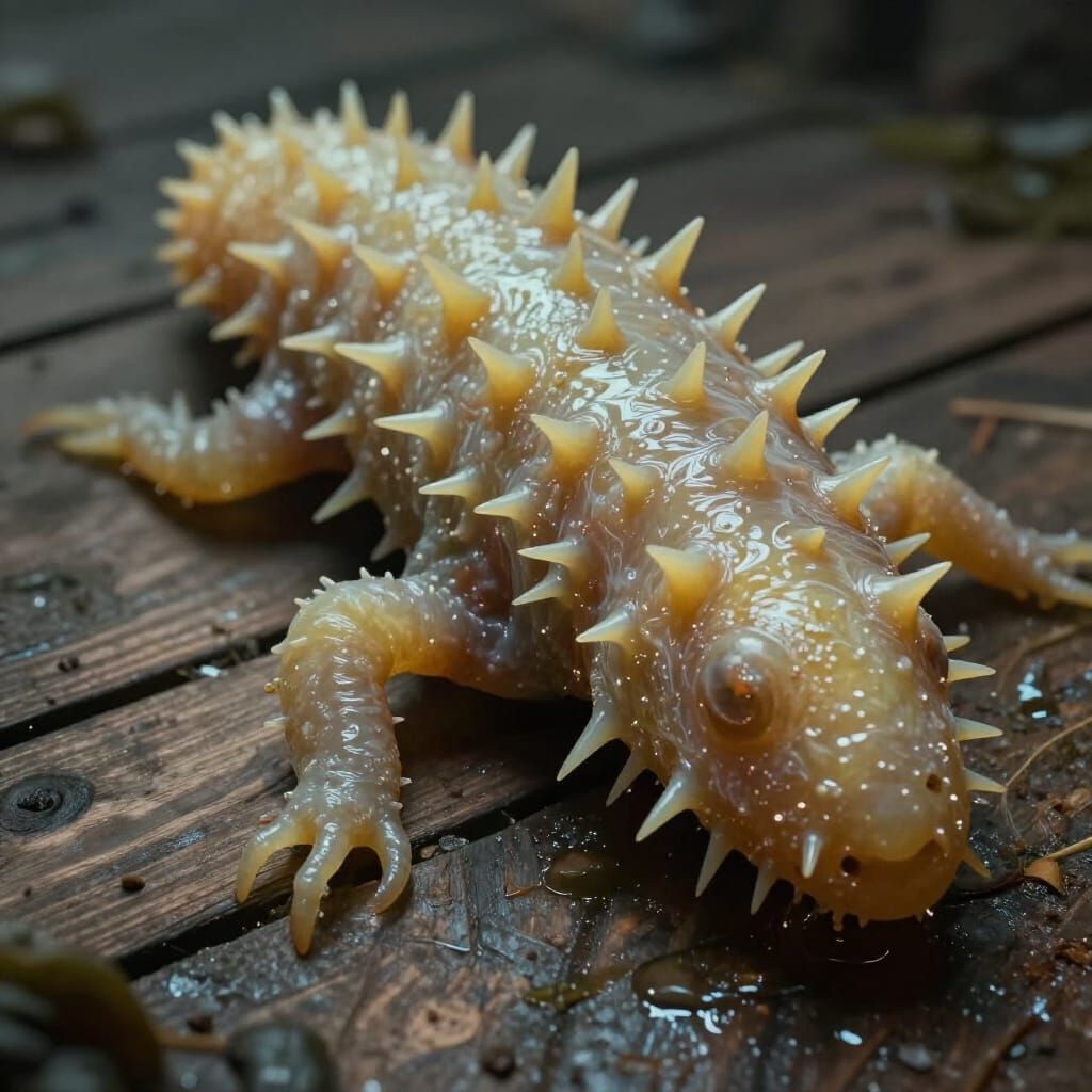 Alien Sea Sponge Creature in Giger & Beksiński Style