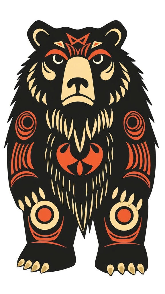Aboriginal-inspired Kodiak Bear Totem
