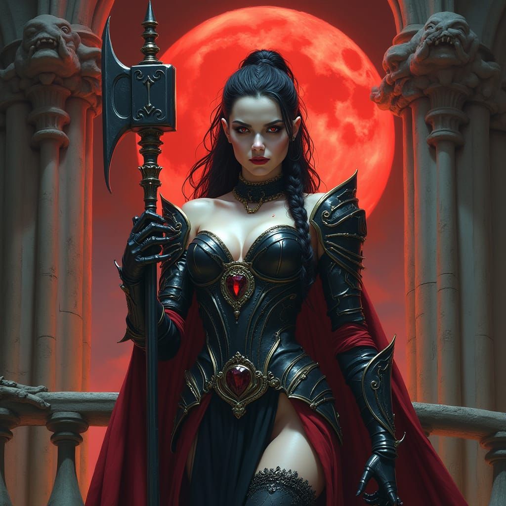 Gothic Vampire Noblewoman in Dark Fantasy Style