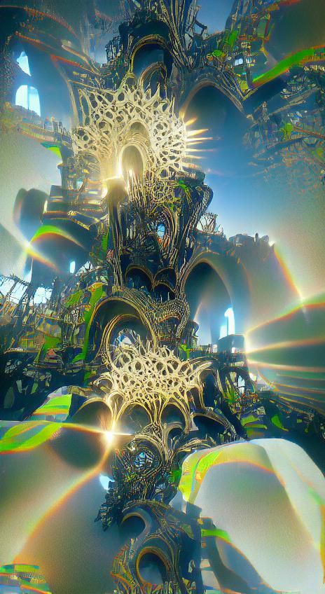 Gothic Futurist Vision of Heaven in Intricate Machine