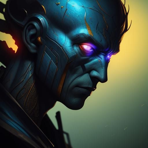 Hyperrealistic Demon Portrait in Splash Art Style