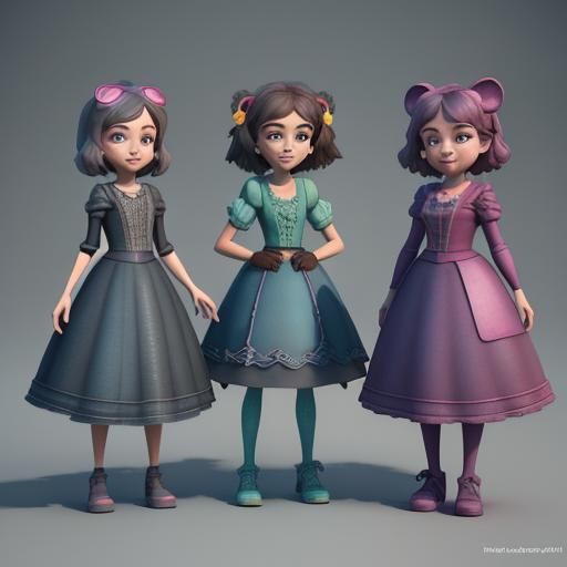 Adventurous Young Friends Unite in Vibrant Digital Art