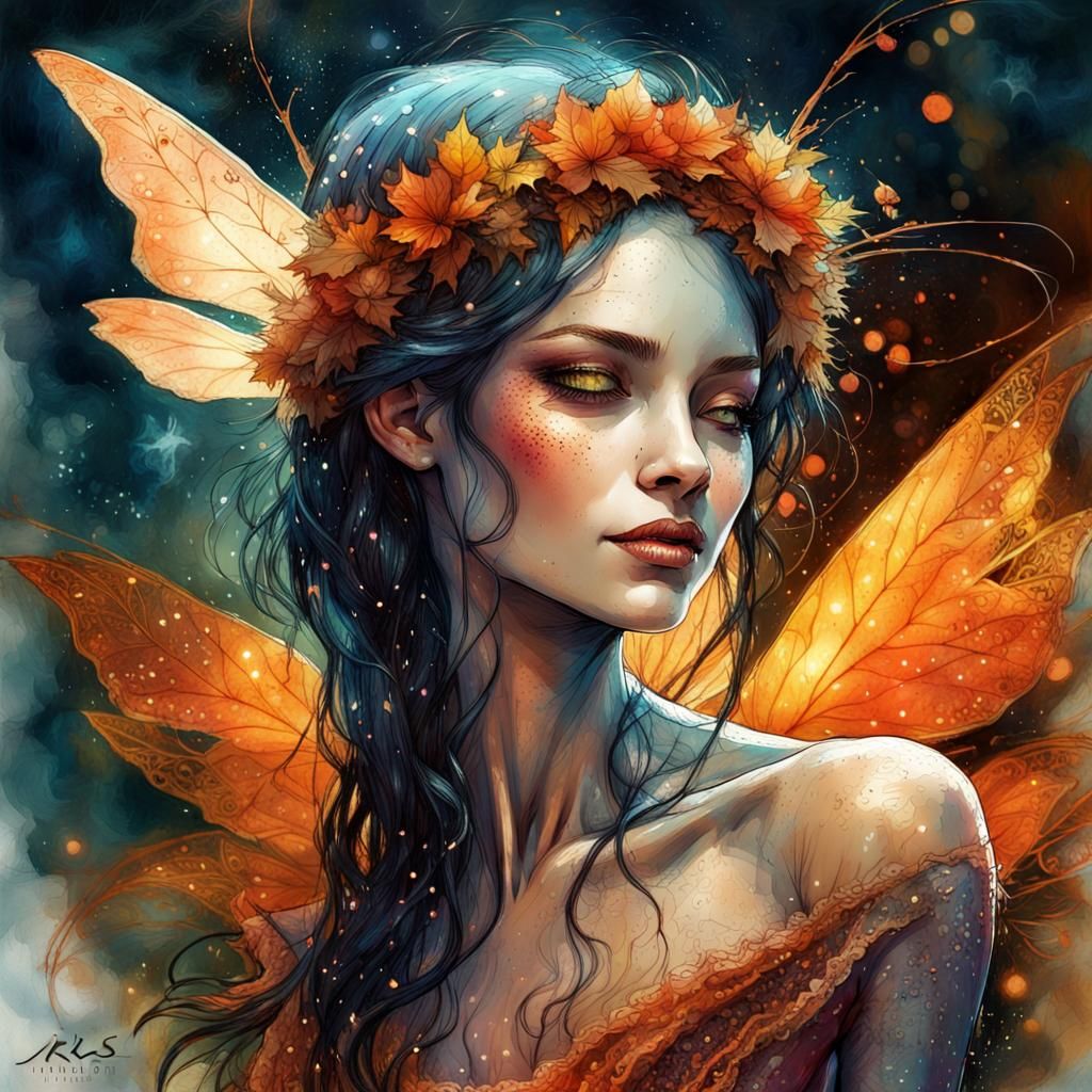 Enchanted Autumn Fairy in Soft Glimmering Dreams