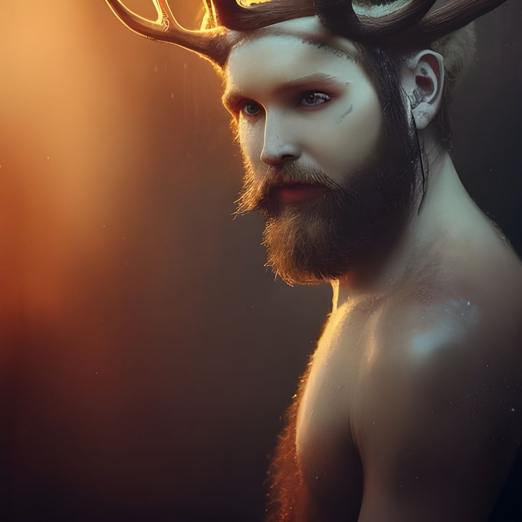 Cernunnos in Hyperrealistic Cyberpunk Style