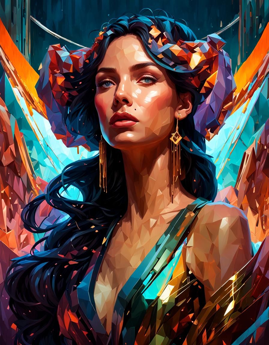 Ethereal Portrait in Triadic Color Scheme