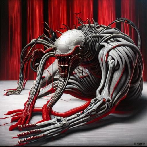 Cyberpunk Cenobite Unveiled in Hellish, High-Contrast Art