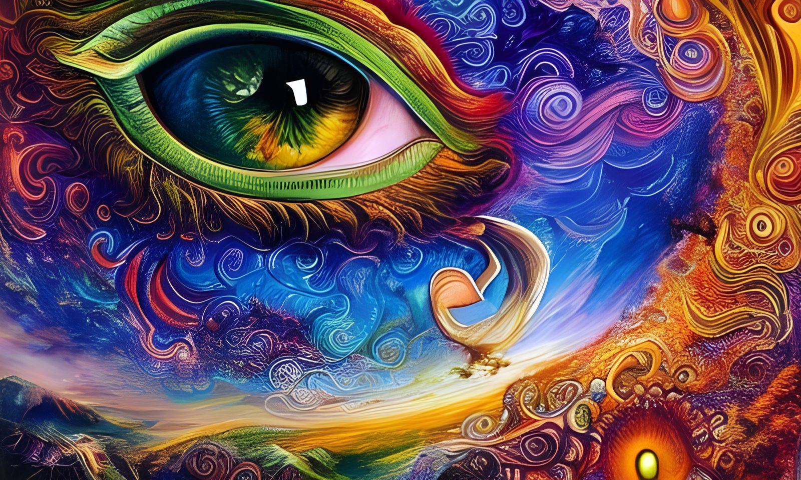 Romantic Hyperrealistic Eye Watches Over Earth in Vibrant Au...
