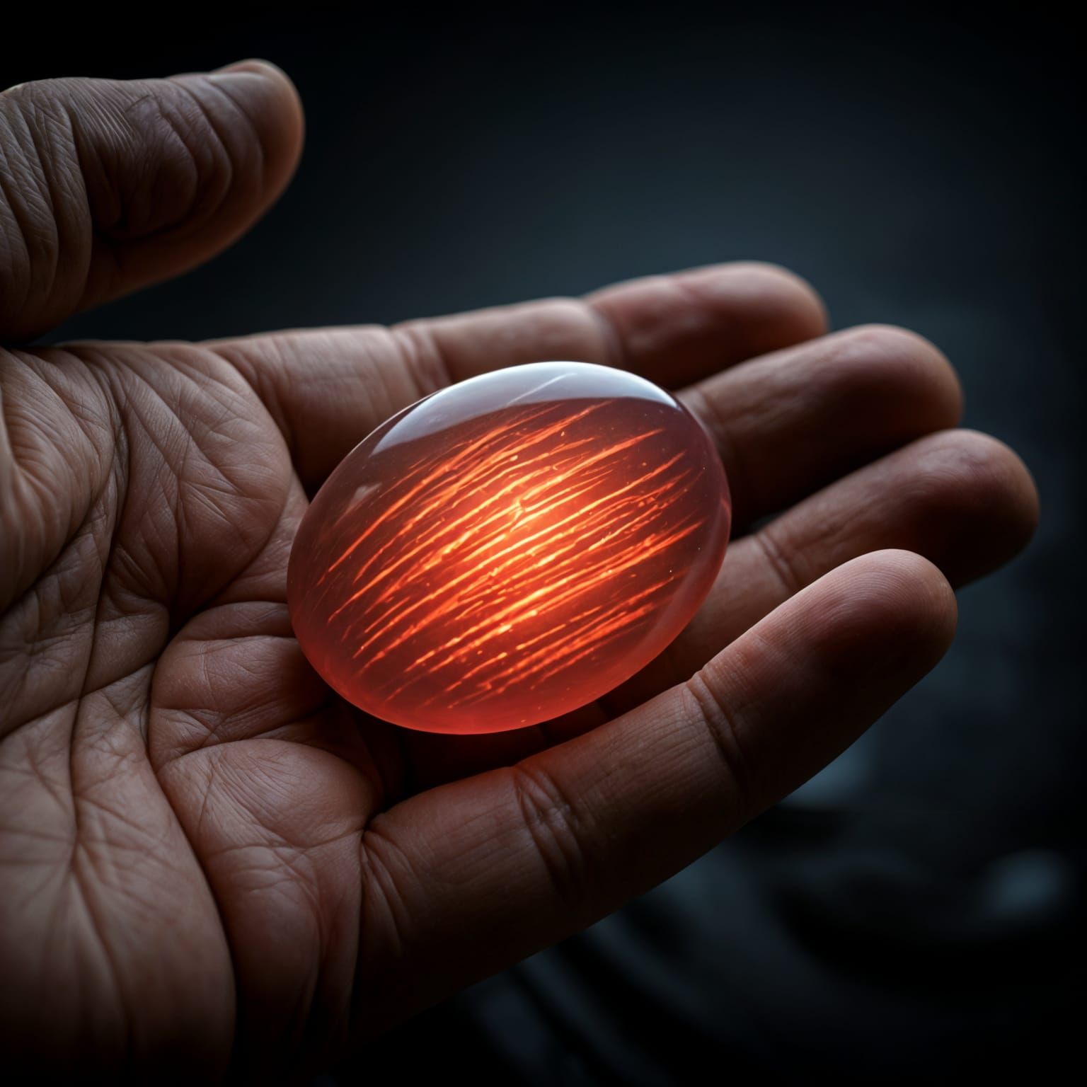 Translucent Martian Stone with Soft Red Glow