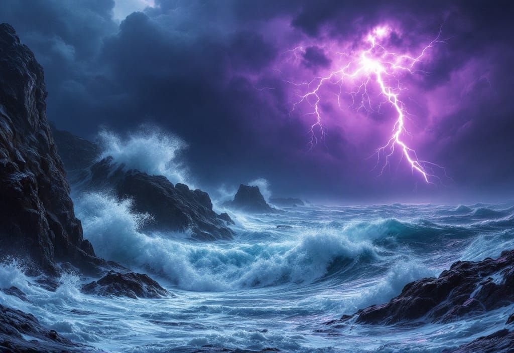 Gigantic Stormy Seascape in Hyper-Realistic Detail