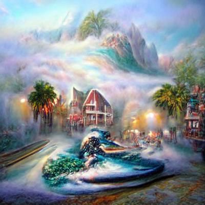 Dreamy Surf Scene in Hyperdetailed Fantasy Style