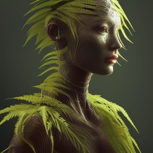 Elegant Fern Goddess in Photorealistic Digital Painting