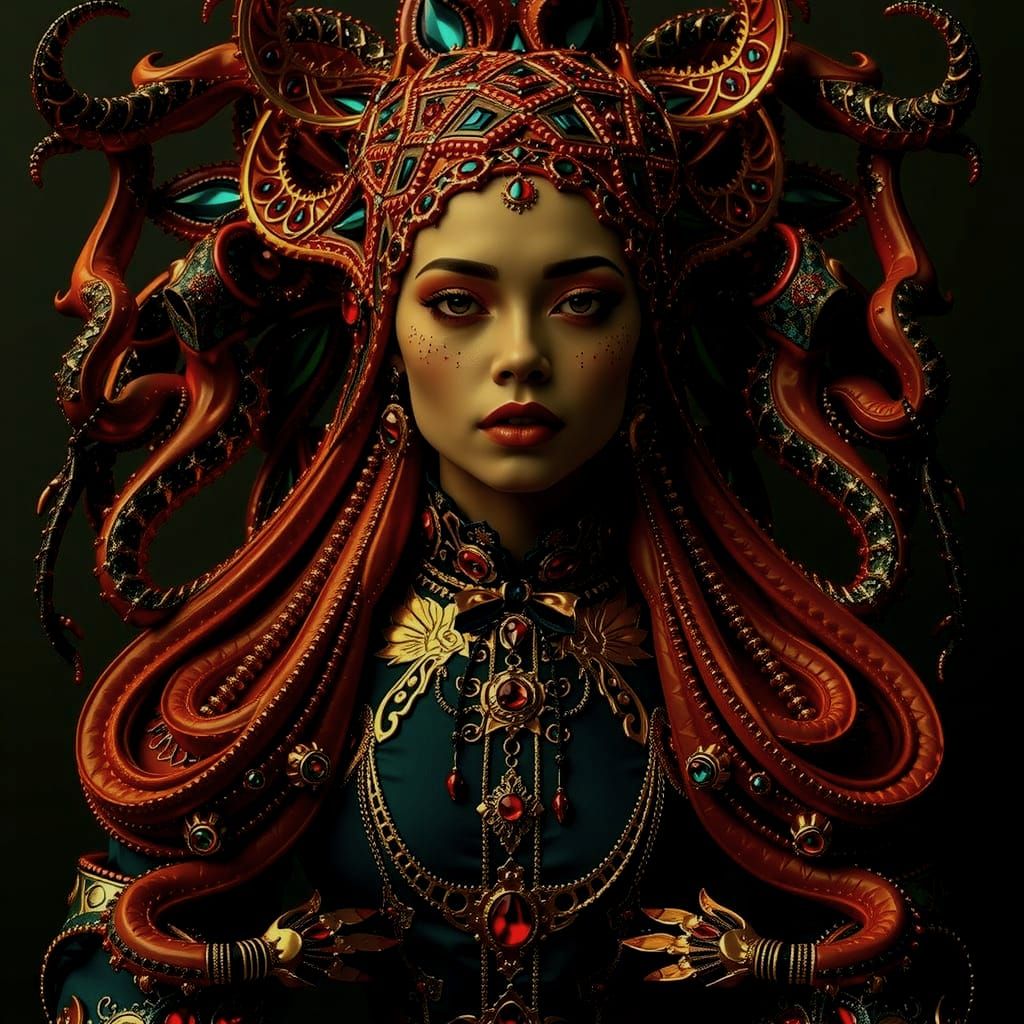 Surreal African Queen in Flamboyant 3D CGI Style