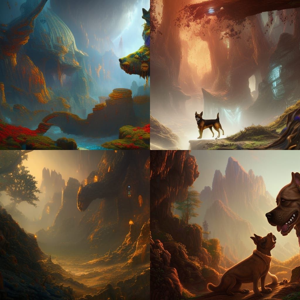 Fantastical Dog in a Mysterious Realm