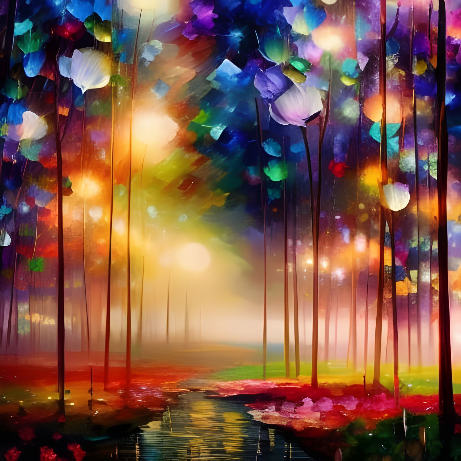 Vibrant Magical Tulip Forest in Dazzling Colors