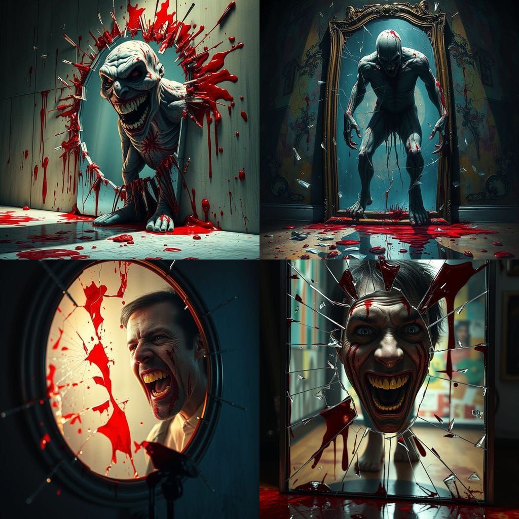 Terrifying Reflection Emerges From Cracked Mirror