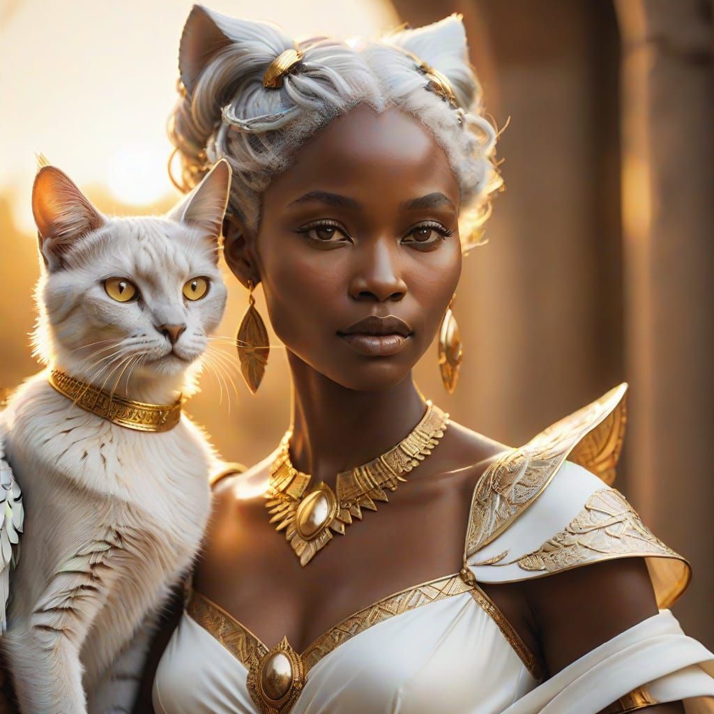 African goddess with silver hair