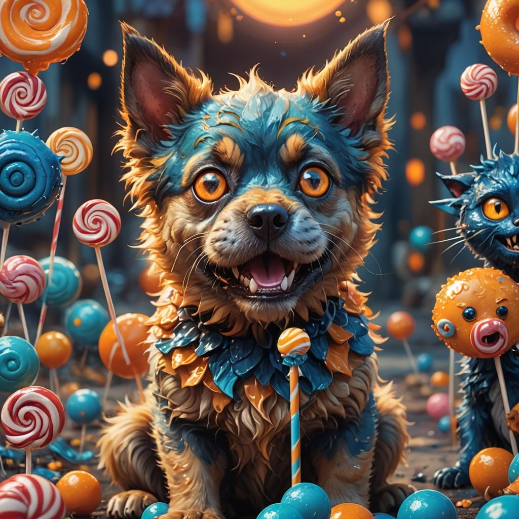 Cute Monster Puppy in Whimsical Fantasy Portrait