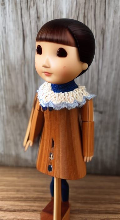 Wooden Doll in Photorealistic Portrait Painting