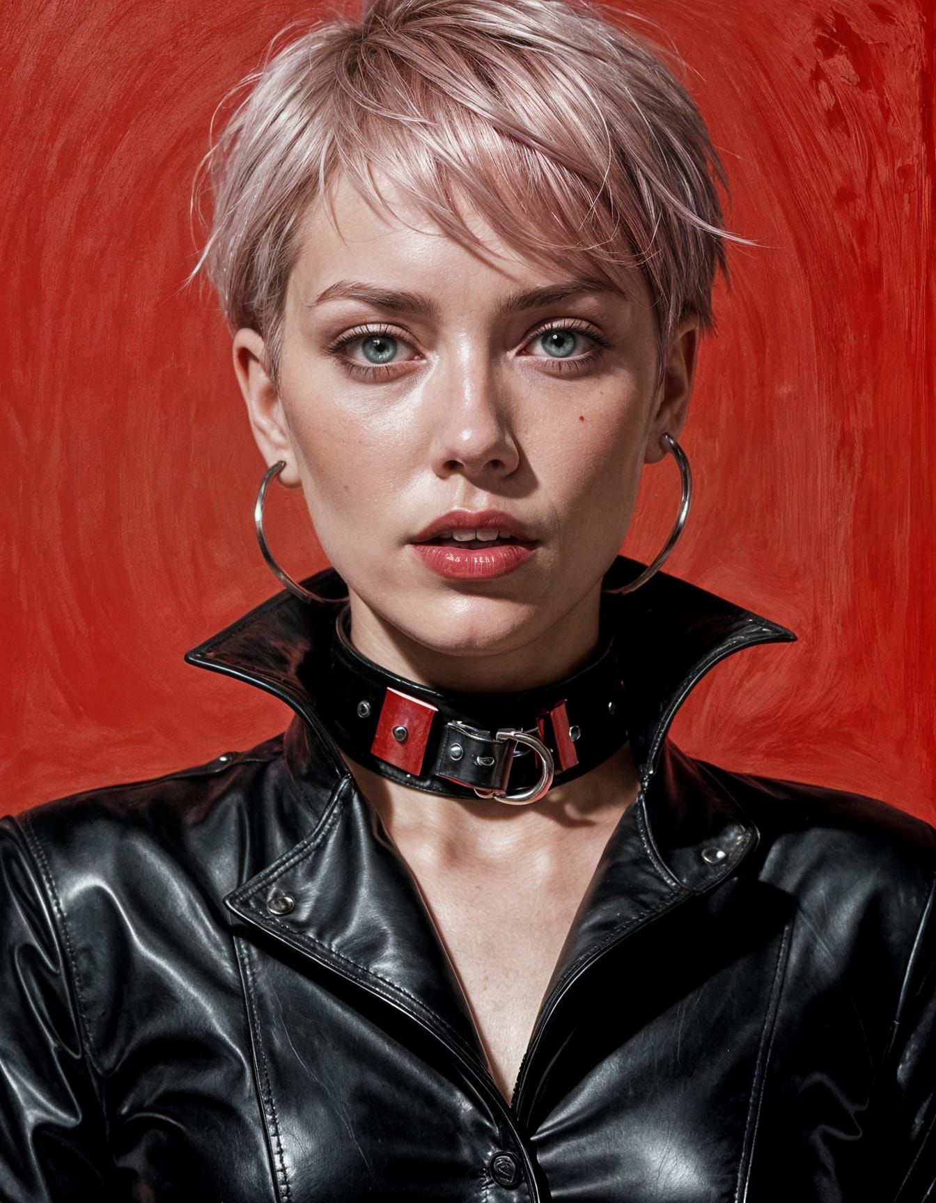 Woman with Pink Hair and Leather Collar Illustration