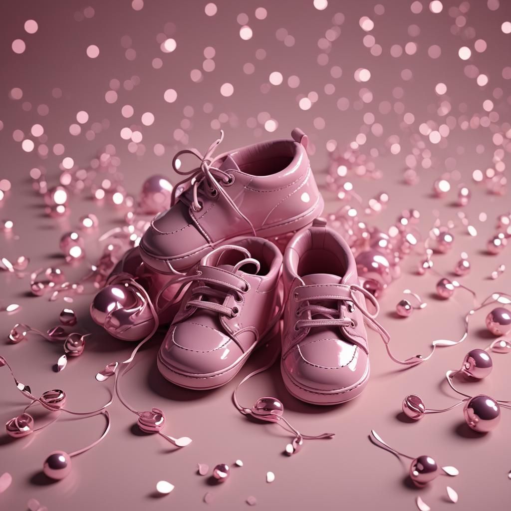 Surreal Pink Baby Shoes in Futuristic Realism Style