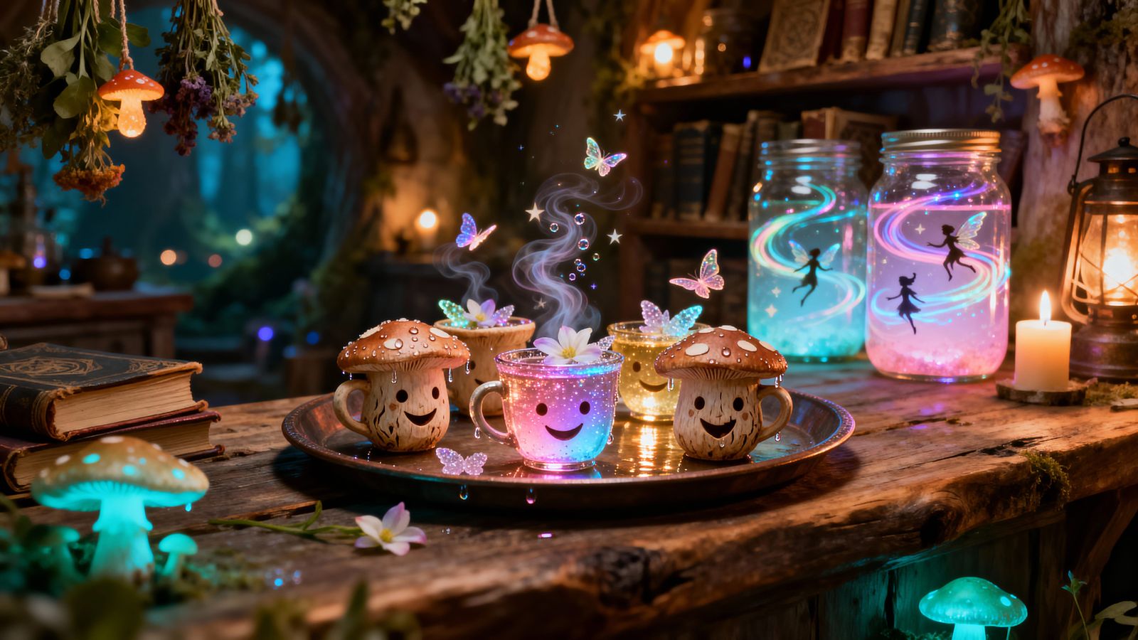 Magical Mushroom Teacups with Sparkling Pixie Ale