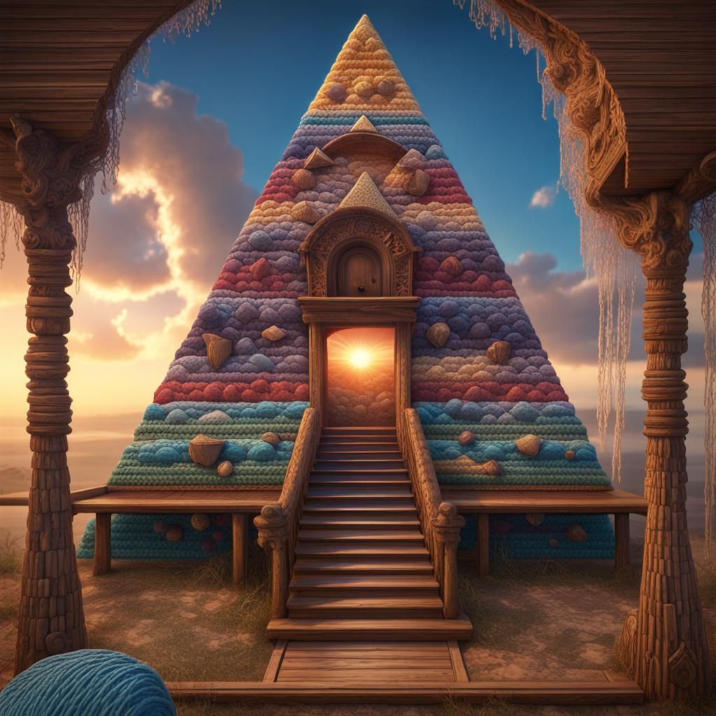 Fantastical Crocheted Quilt Landscape in Deep Color