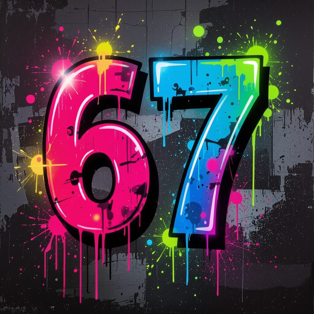 Vibrant Graffiti Art Number 67 With Neon Splashes