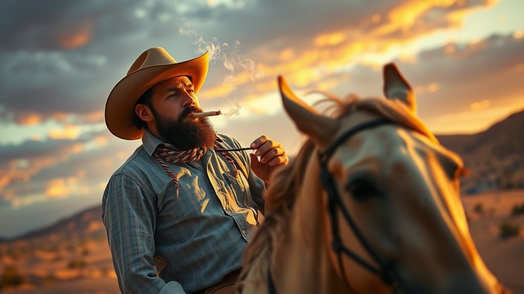 A Desert Rider in Vivid Light