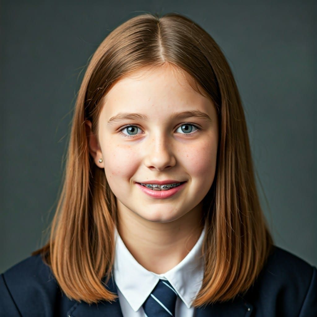 Confident Preteen Girl in School Uniform Portrait