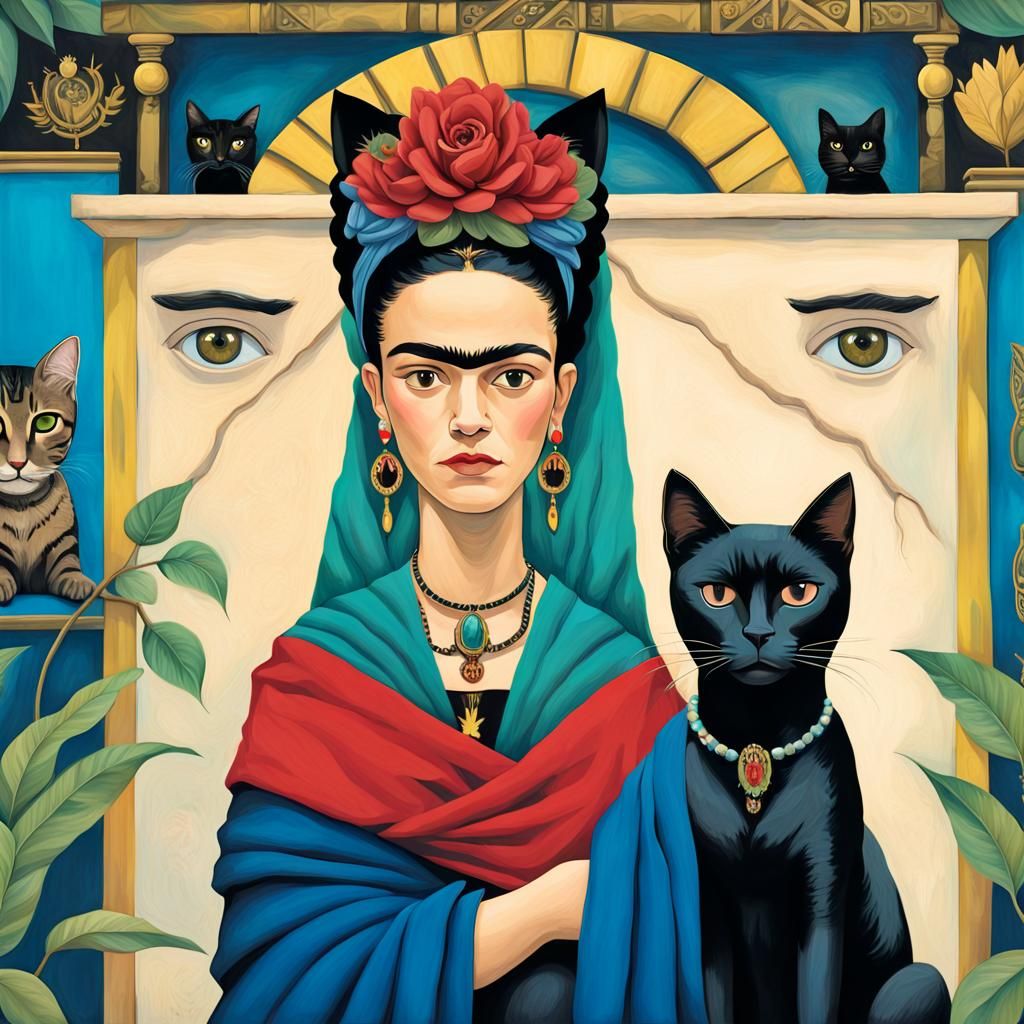 Frida Kahlo as Timeless Cultural Icon in Vibrant Urban Style