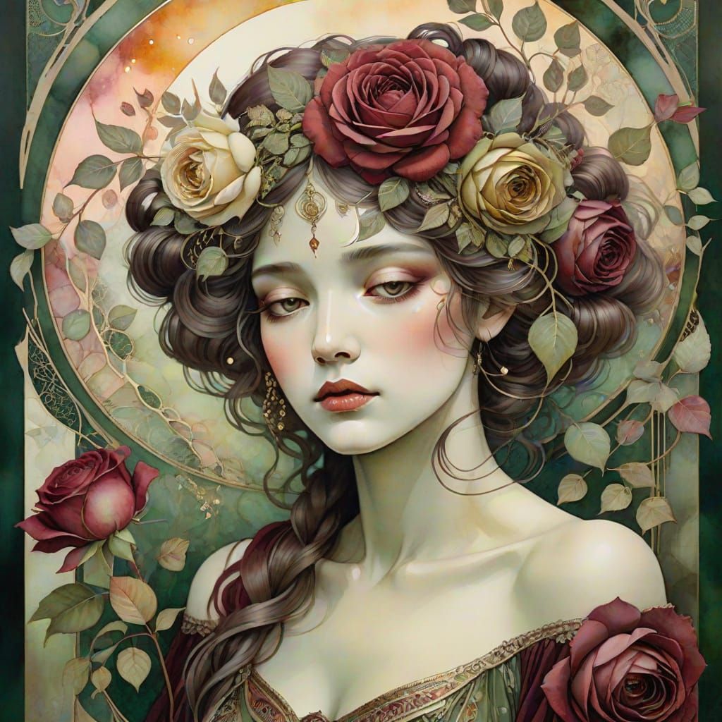 Ethereal Melancholic Dreamer in Surreal Garden