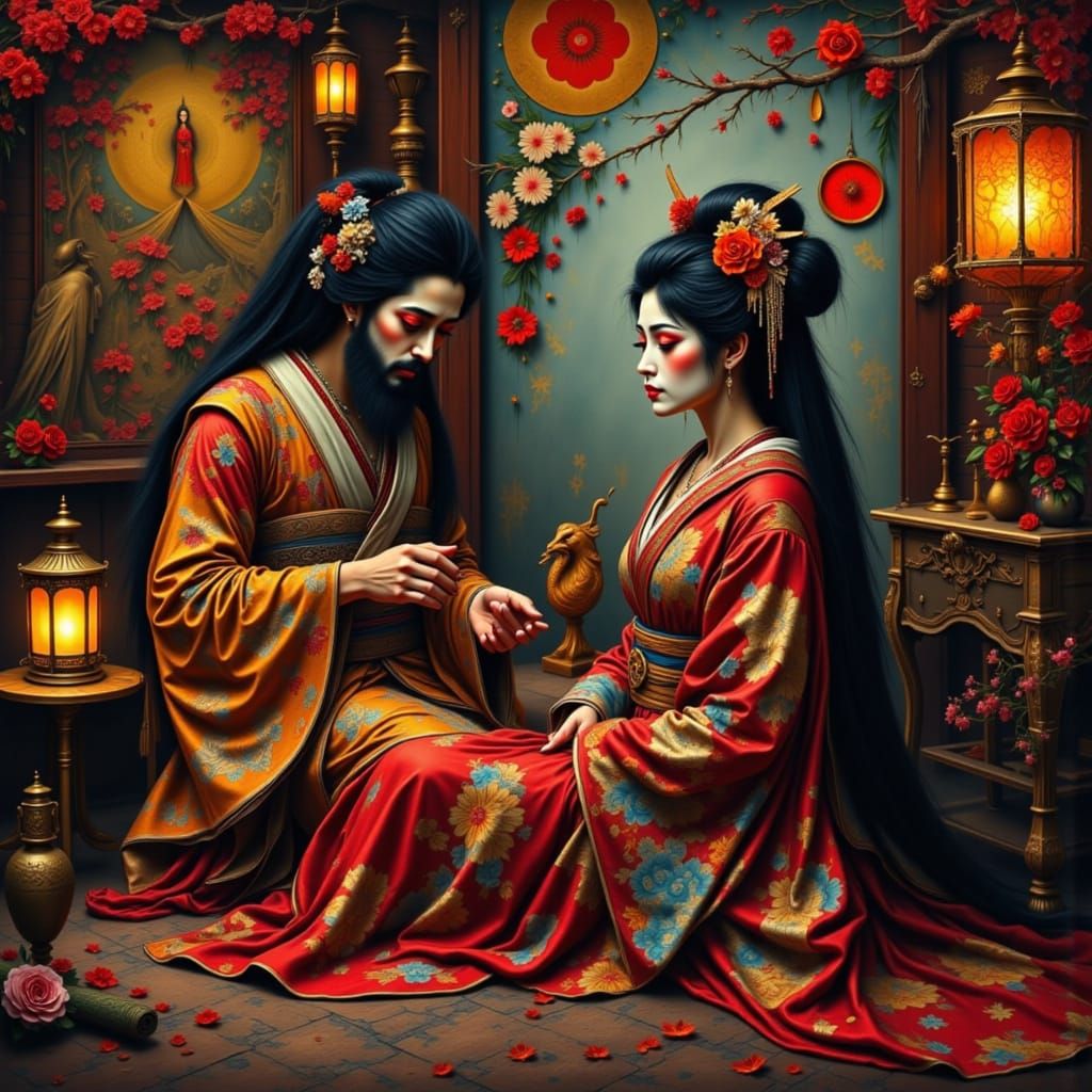 Mourning Geisha Meets Gypsy Fortune Teller