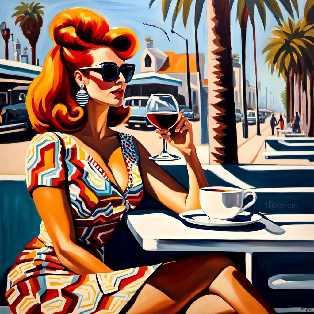 Bold 1960s Woman in Chic Venice Beach Attire