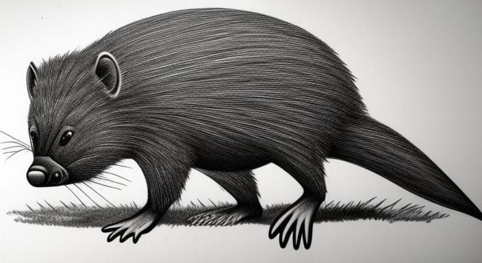 Stylized Tasmanian Devil Line Art Drawing Against a Prussian...