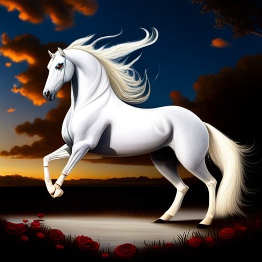 Majestic Colossal Stallion in Ethereal Botanical Style