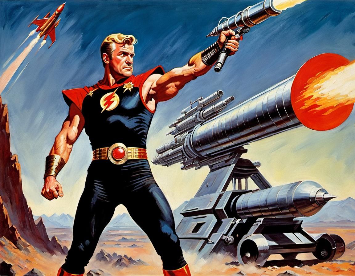 Epic Sci Fi Hero in Futuristic Battle