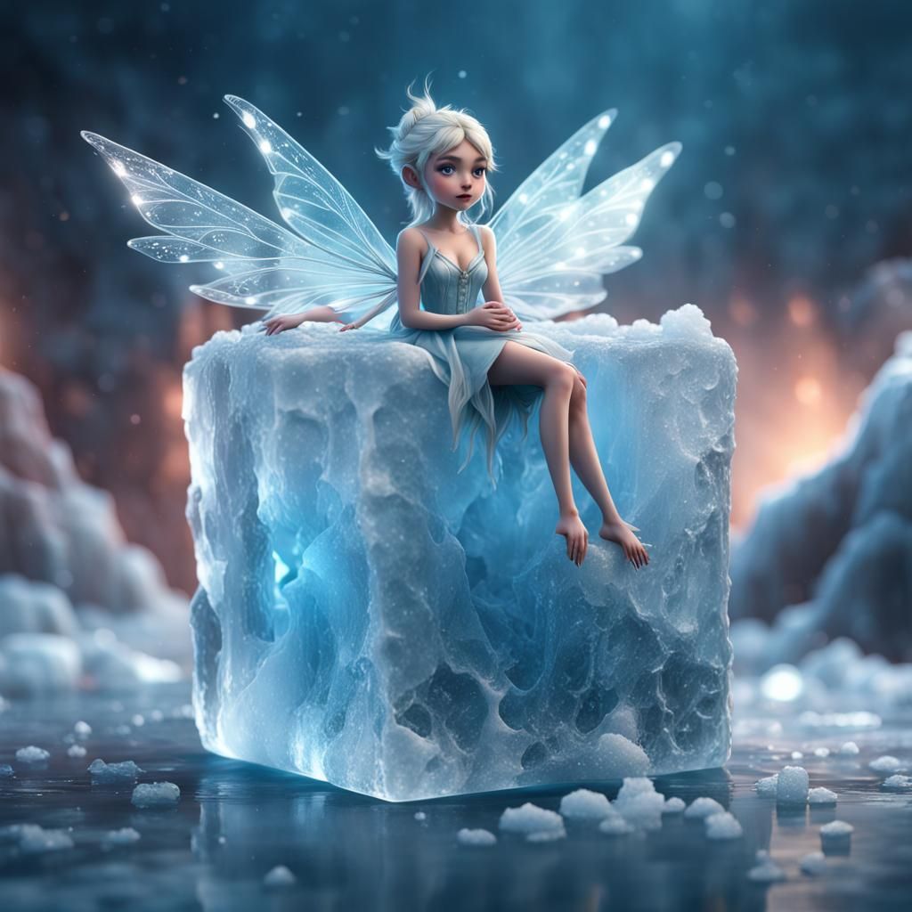 Ice Fairy perched on a majestic Ice Crystal