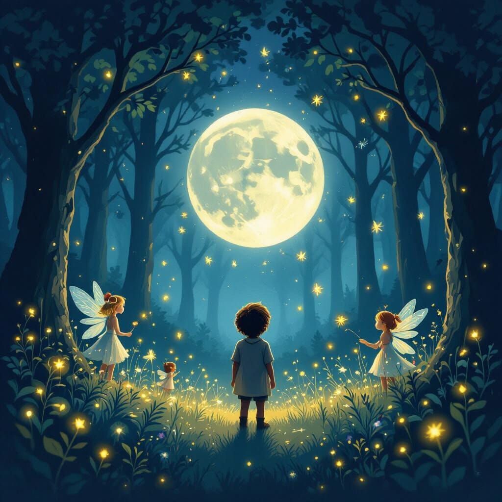 Enchanted Forest: Child, Faeries, and Fireflies