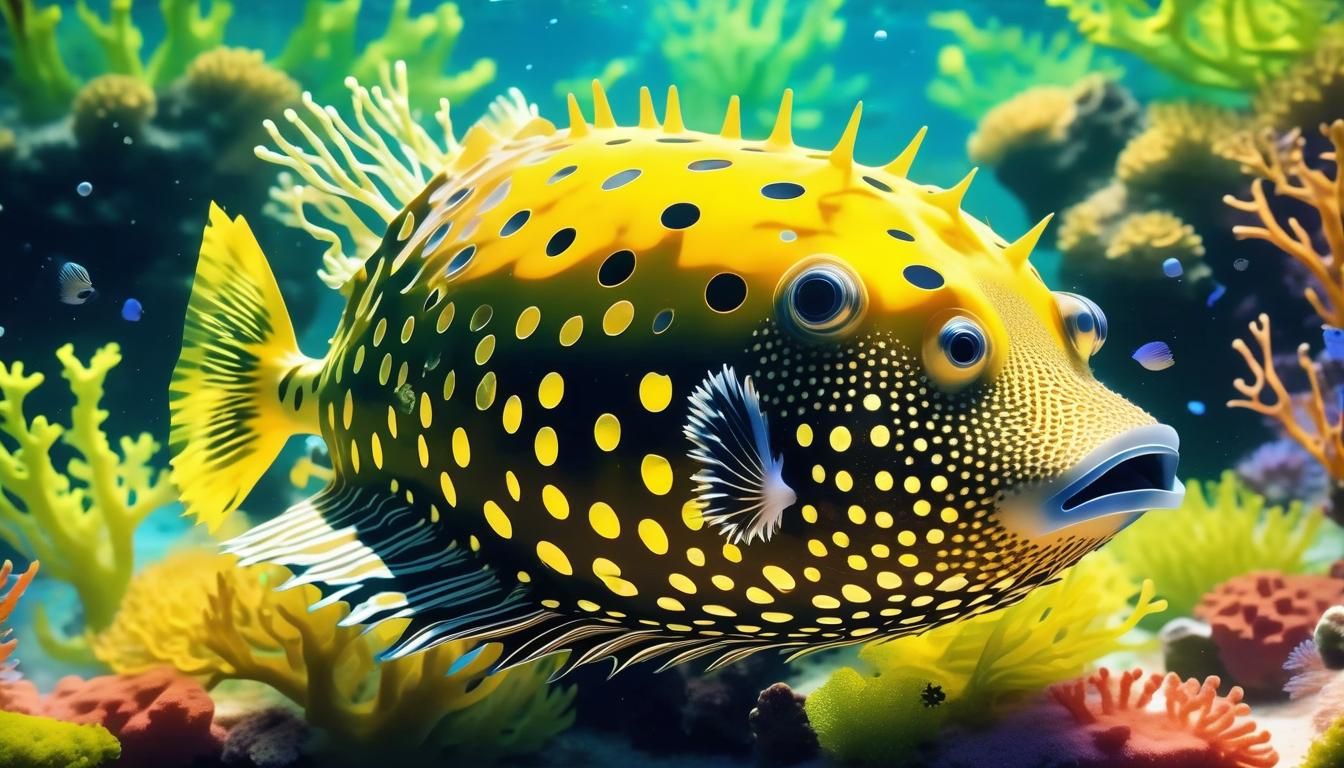 Eco-Friendly Aquarium Scene in Dreamy, Bio-Luminescent Style