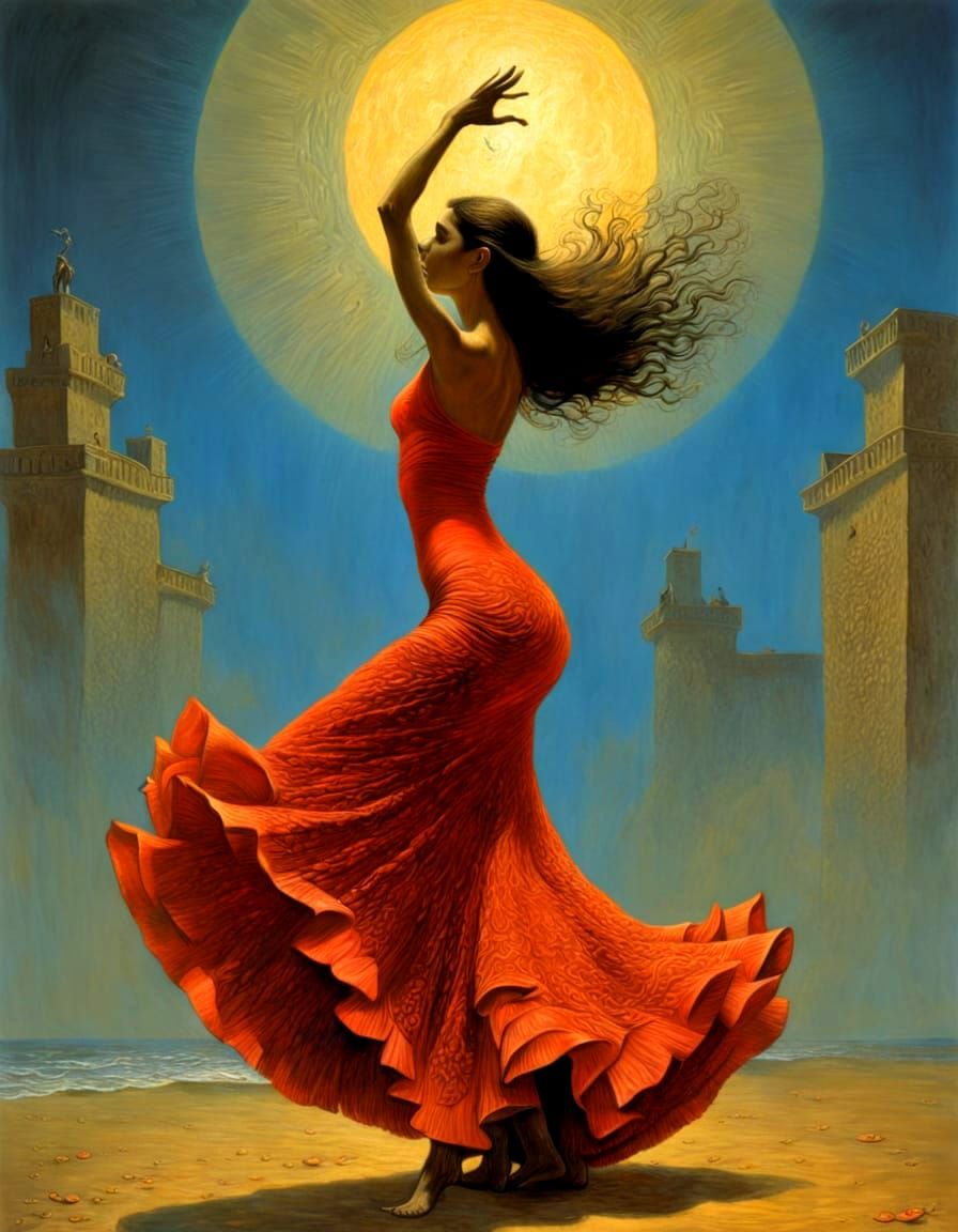Flamenco Dancer in Dystopian Style