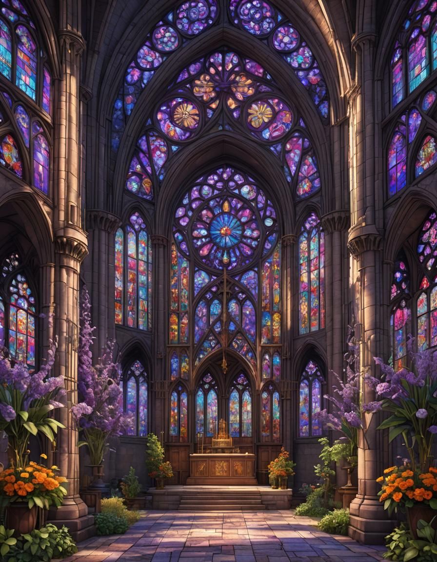 Vibrant Violet Cathedral, Deep Color, Intricate Detail