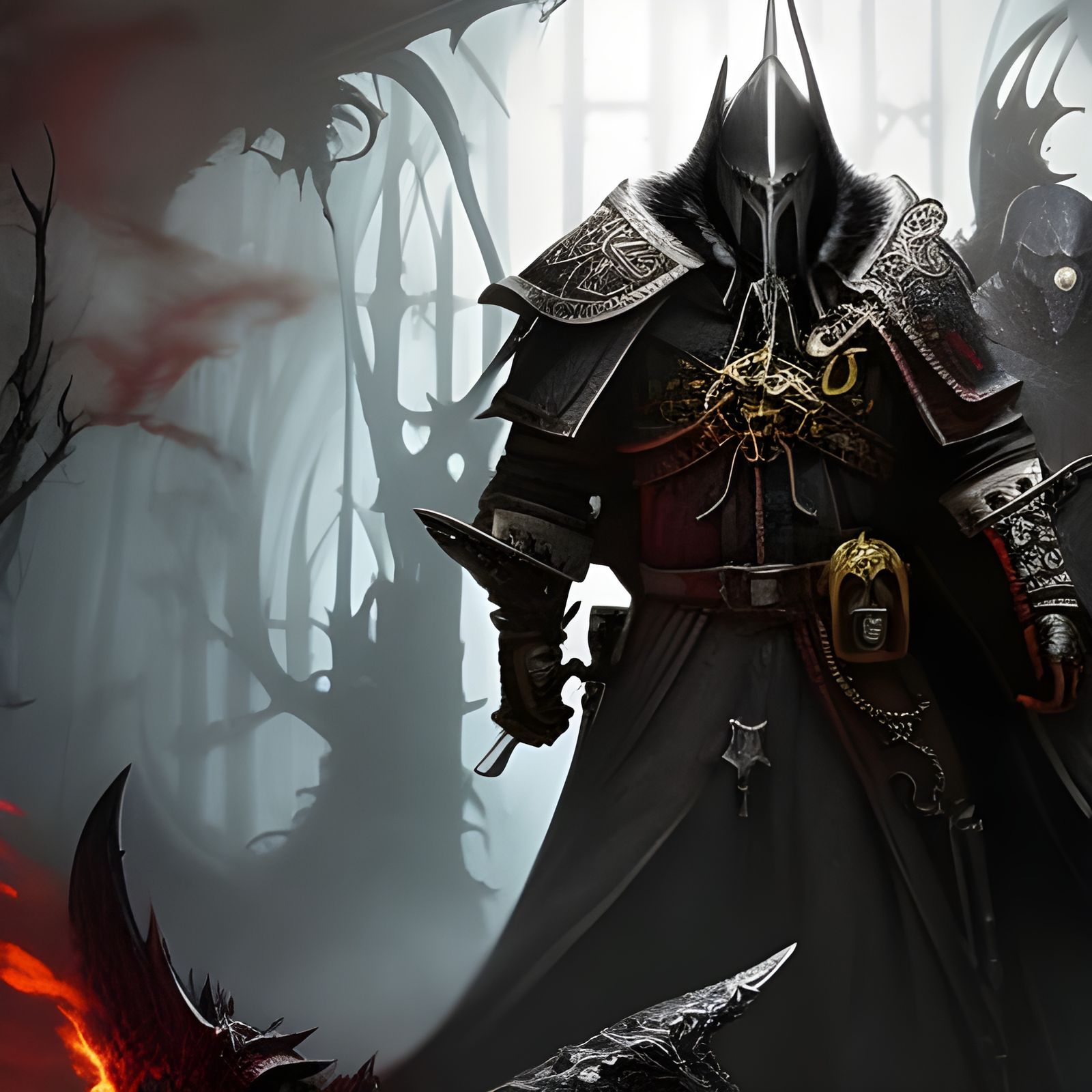 Hyperrealistic Portrait of an Otherworldly Nun in Grimdark S...