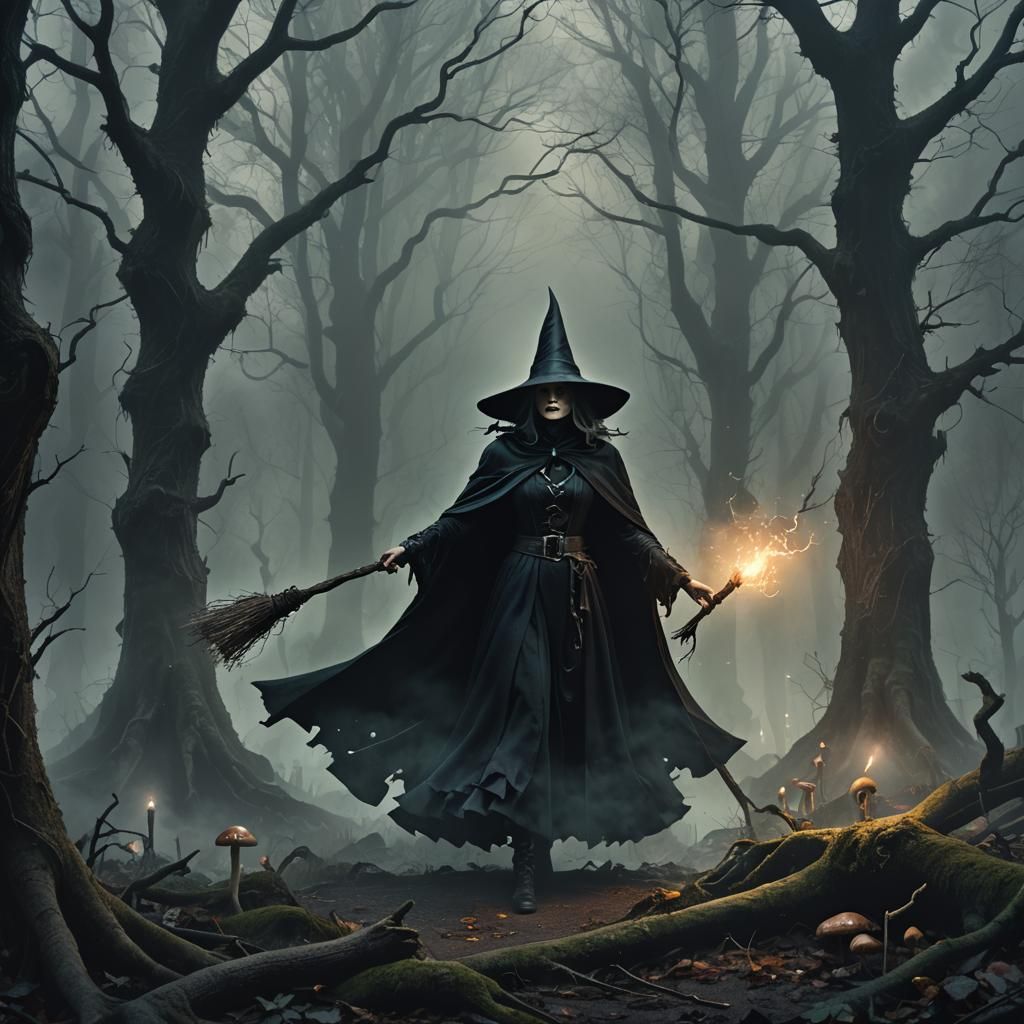 Mysterious Dark Fantasy Witch Conjures Magic in a Haunting M...