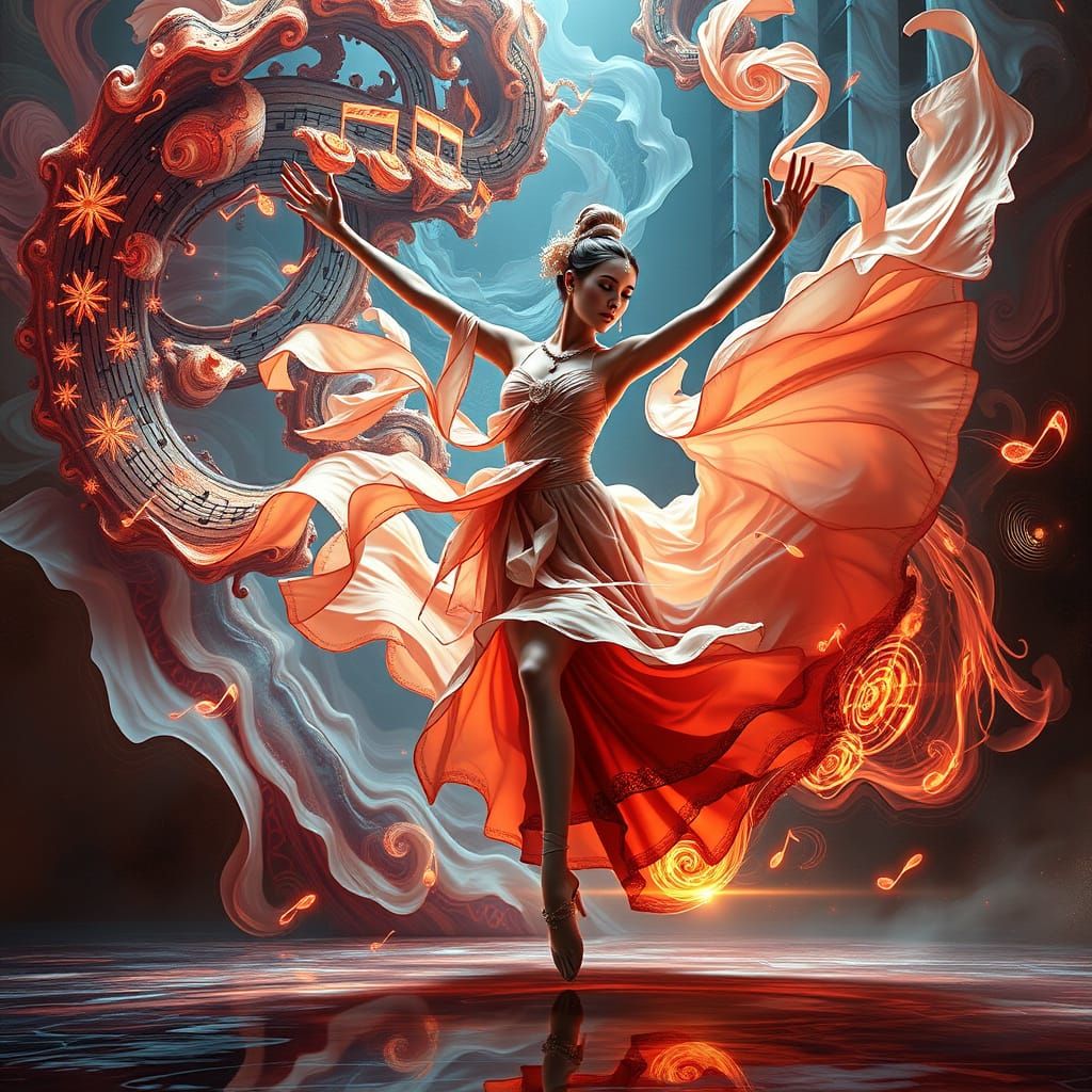 Elegant Dancer in Fractal Music Visualization