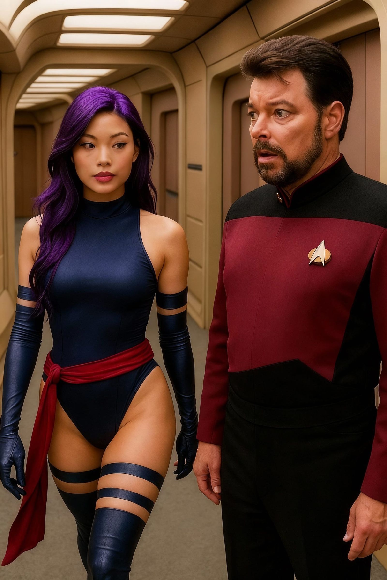 Psylocke Meets Commander Riker on the Enterprise